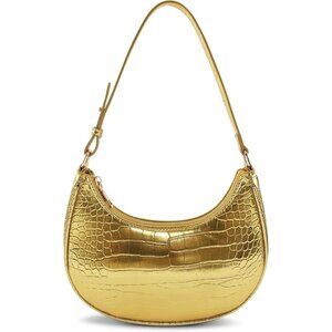 Women Gold Retro Classic Clutch Shoulder Tote Hand Bag With Zipper Closure